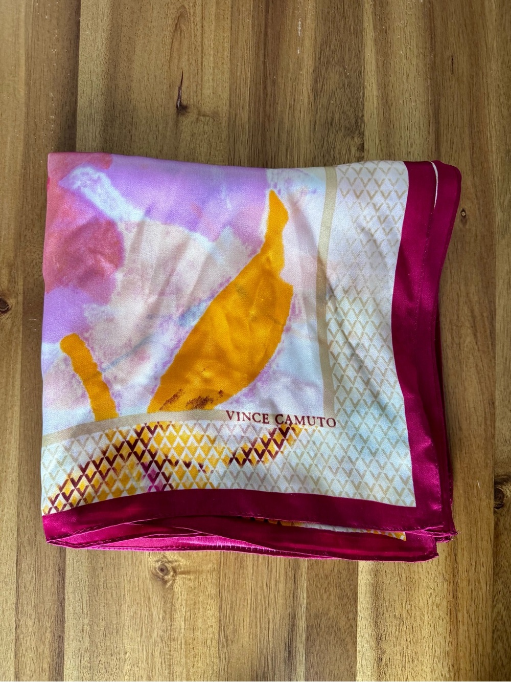 Vince Camuto Silk Scarf - Magenta, yellow & Cream